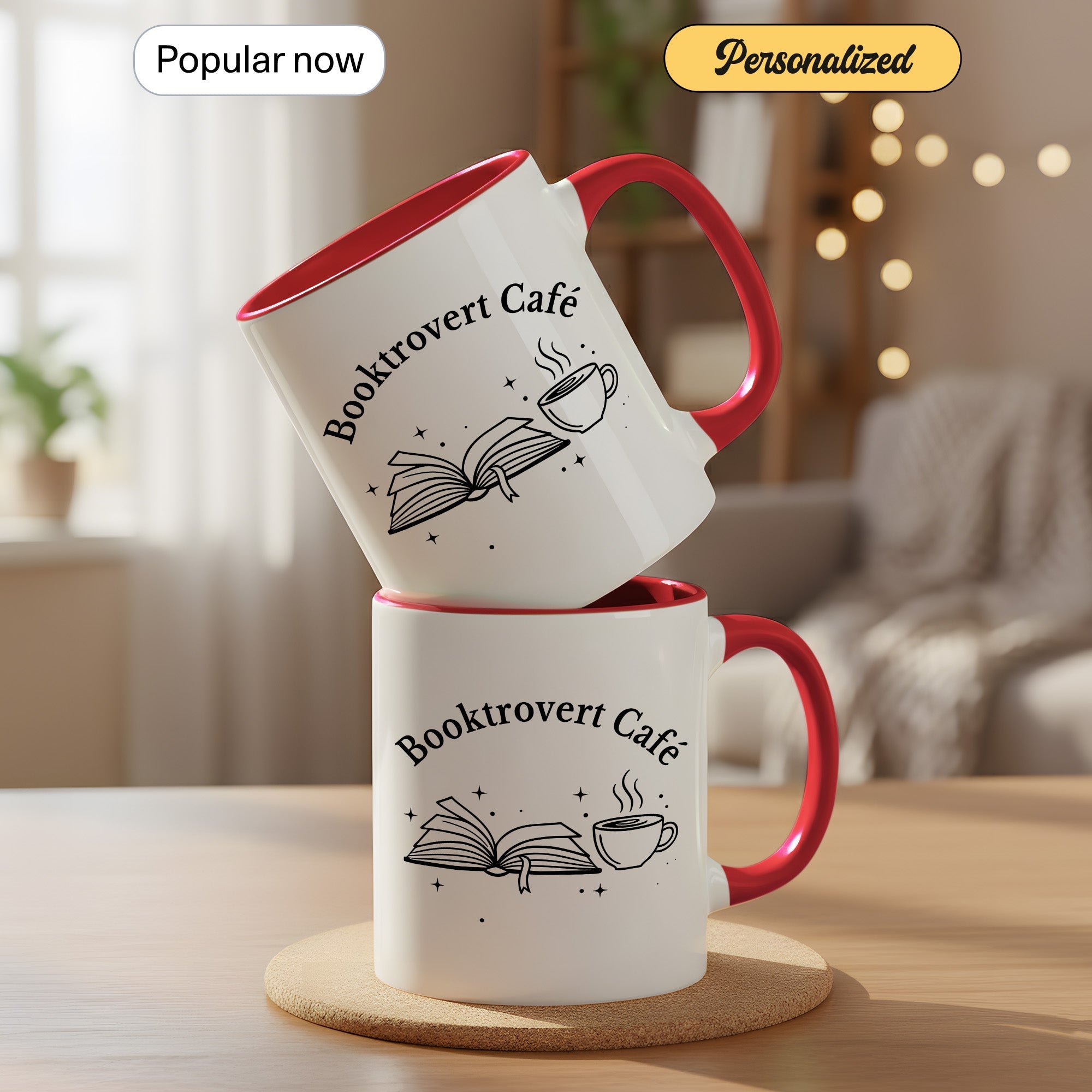 Booktrovert Cafe Mug – Book Lover Coffee Cup – Introvert Reader Gift – Multi Color Ringer Mug 11oz 15oz |mug 102